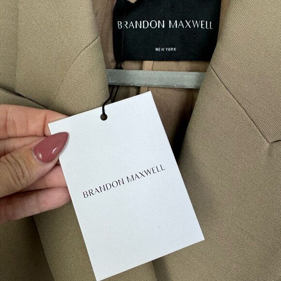 BRANDON MAXWELL | NEW The Clara Blazer Brown Wool Silk Blend Women’s Size 8 - Picture 11 of 15